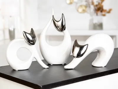 Obrázek produktu pro Gilde Figur, kočka, Svenja, keramika, bílá, balení 2 kusů. Výška: 15,00 cm, šířka: 16,00 cm, hloubka: 7,00 cm. Číslo produktu: 32509