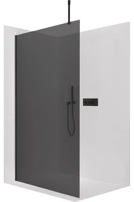 Obrázek produktu pro CERANO - Sprchová zástěna Walk-in Onyx Top Cube L/P - 8 mm - hranatá vzpěra - černá matná, grafitové sklo - 50x200 cm