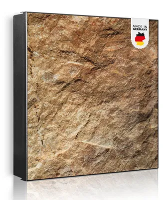 Produktbild von banjado Schlüsselkasten aus Metall, 30x30cm groß mit 32 Haken, als Magnettafel nutzbar, Korpus schwarz, Anschlag links, Steinstruktur [SKG2 11519]