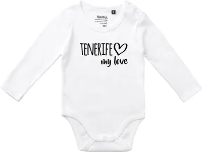 Produktbild von Huuraa Baby Body Tenerife my love 68 White  Baumwolle Fairtrade Langarmbody Geschenkidee
