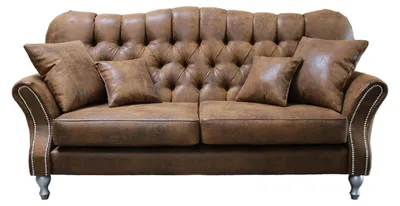 Productafbeelding van Bank, leren bank, Chesterfield-design, 3-zitsbank