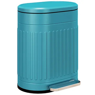 Produktbild von HOMCOM Küchen-Mülleimer, 20 l, Tret-Mülleimer, oval, Metall mit Soft-Close-Deckel, Anti-Fingerabdruck, herausnehmbarer Inneneimer, 36,5 x 31,2 x 45 cm, blau