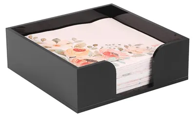 Acryl Serviettenhalter quadratisch schwarz 18x18x6 cm