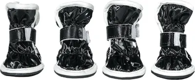 Produktbild von INF Wasserdichte Hunde Schneeschuhe für Kleine bis Mittelgroße Hunde - 4er Set, Schwarz Kunstleder L