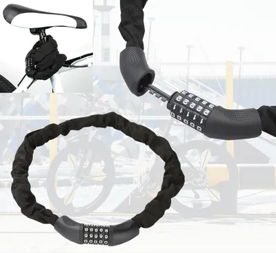 Produktbild von Fiqops Fahrradschloß Mopedschloss schwarz Zahlenschloss 120cm für Fahrrad Zahlen