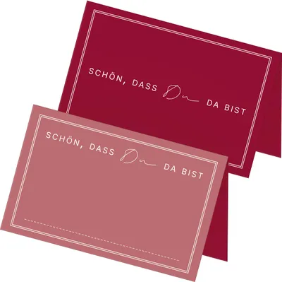 Produktbild von ITENGA 48x Tischkarten Schön dass du da bist V3 bordeaux rot