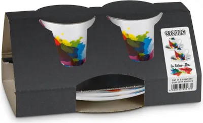 Image de Coffret cadeau KÖNITZ 2 tasses à espresso 85 ml - On Colour - FLOW en porcelaine / tasse design