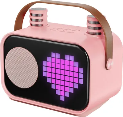 Obrázek produktu pro Karaoke přístroj, připojení přes Bluetooth, dva bezdrátové mikrofony, růžová