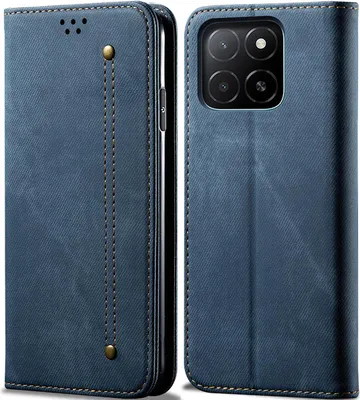 Image de Etui pour Honor X5B/Honor X5B Plus, étui portefeuille en cuir avec fermeture magnétique et support bleu