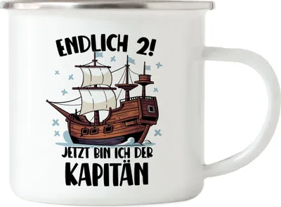 Produktbild von Geburtstag 2 Jahre Emaille Tasse 2 Jahre 2. Geburtstag Pirat Piraten Motto