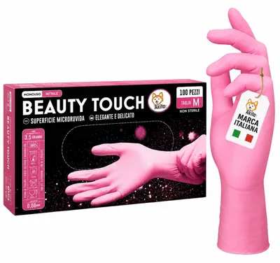 Immagine prodotto di Akitaink Guanti Monouso in Nitrile Rosa Senza Lattice 100 Pz M