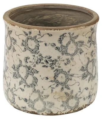 Productafbeelding van Clayre & Eef bloempot, diameter 17 cm, hoogte 16 cm, grijsbeige, keramiek, voor bloemen