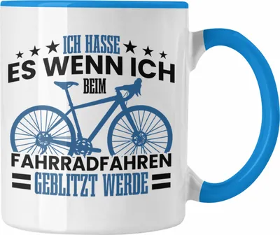 Produktbild von Trendation - Tasse Fahrradfahrer Geschenk für Radfahrer Fahrradfahrern Geblitzt Werden (Blau)