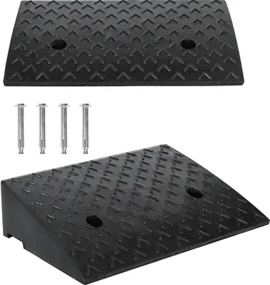 Image de LZQ 2 x rampe de trottoir Rampe d'accès 47 x 31 x 10,5 cm 2500 kg Rampe en caoutchouc, rampe universelle pour voiture
