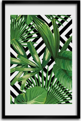 Produktbild von Bild - Bilderrahmen - 40 cm x 60 cm - MDF - Rahmen - Wandkunst - Tropische Blätter