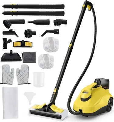 Produktbild von COSTWAY Dampfreiniger 2000W, 5 bar Dampfdruck , 1,8L, bis zu 160℃, Dampfreiniger Boden mit 29 Zubehörteilen, Rollen & 5m Netzkabel Gelb