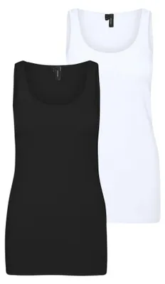 Zdjęcie produktu dla Vero Moda VMMAXI 2-Pack Tank-Top,10280920,S, Biustonosz tank top, Dorosły, Damski, Czarny, S, Bez rękawów