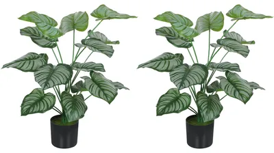 Produktbild von Set mit 2 kš¹nstlichen Zimmerpflanzen, 65 cm, kš¹nstlicher Baum mit Kunststofftopf und Beflockung, grš¹n