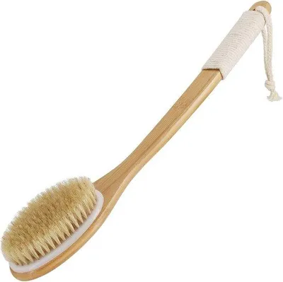 Obrázek produktu pro Ergonomická koupelnová kartáče s protiskluzovou rukojetí – exfoliační sprchové kartáče z odolného bambusu pro péči o tělo