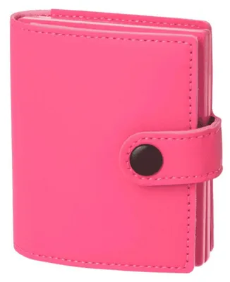 Produktbild von Zigarettenetui aus Metall mit PolyurethanHülle in Pink mit Gummihalterung, Geld- & Kartenfach für 18 Stück