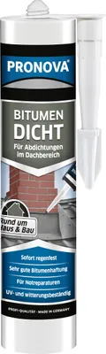 Produktbild von Pronova Bitumen Dicht Bitumendichtmasse Dach Abdichten Sofort Regenfest & Frostbeständig Bitumenmasse zum Kleben und Abdichten Bitumen-Schindel Bitumenkleber Kaltkleber Außen 300ml Schwarz