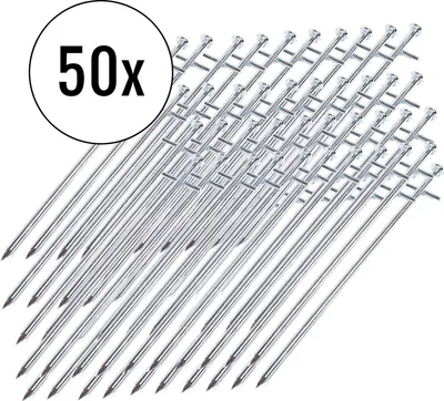 Produktbild von Zeltheringe für Hartböden 50er Set, silber, 23 cm, Stahl