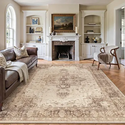 Obrázok produktu pre Koberec do obývačky, vintage štýl, hnedý, 200x300 cm, umývateľný, obdĺžnikový, polyester
