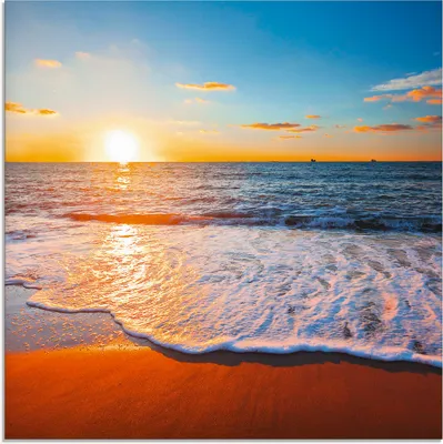 Produktbild von ARTland Glasbild Sonnenuntergang und das Meer Größe: 40x40 cm