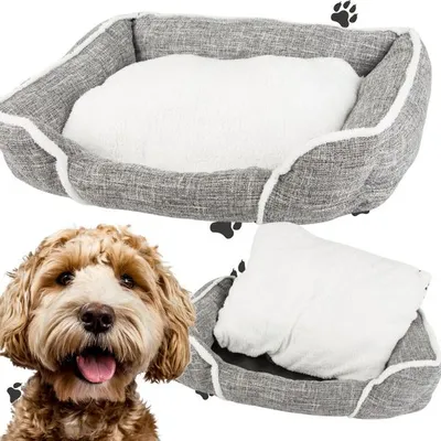 Productafbeelding van Hondenbed, zacht en comfortabel, pluizig met kussen, maat M