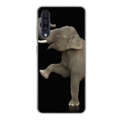 Produktbild von MuchoWow® Handyhülle Schutzhülle Hülle für Samsung Galaxy A50 Elefant - Tiere - Schwarz - Porträt Silikon Softcase Handy Hülle - Mobiltelefonhülle