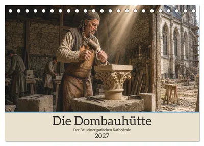 Zdjęcie produktu dla "Dombauhütte" – Budowa gotyckiej katedry (kalendarz biurkowy na rok 2027, format A5 poziomy), kalendarz miesięczny CALVENDO