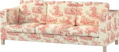 Produktbild von Dekoria Bezug für Karlanda 3-Sitzer Sofa nicht ausklappbar, kurz, creme- rot, Bezug für Karlanda 3-Sitzer, kurz