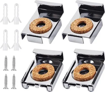 Produktbild von 4 Stück Aluminium-Spiegelhalter mit Clip, Wandhalterung, Rahmenlos.