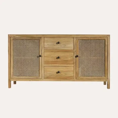 Produktbild von KEYHOMESTORE | Sideboard aus Holz und Wienerstroh 160x45x85 cm