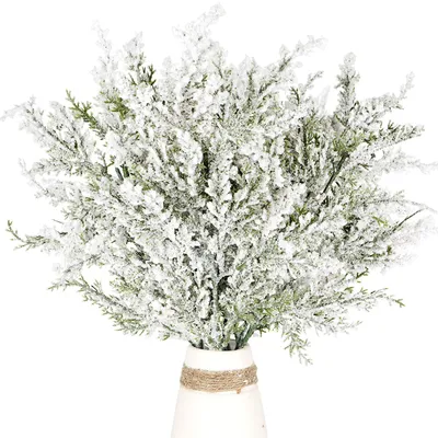 Image de 6 branches de sapin artificiel enneigées - 48 cm pour décoration de Noël