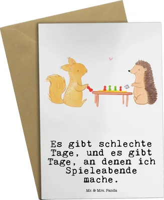 Produktbild von Mr. & Mrs. Panda Grußkarte Eichhörnchen Gesellschaftsspiele - Weiß - Geschenk, Spielen, einladungskarten, weihnachtskarten, valentinstagskarte, glückwunschkarten