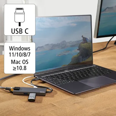 Obrázek produktu pro Hama 00200109, USB 3.2 Gen 1 (3.1 Gen 1) Type-C, 100 W, 10,100,1000 Mbit/s, Šedá, 4K Ultra HD, HDMI, RJ-45, USB 3.2 Gen 1 (3.1 Gen 1) Type-A, USB 3.2 Gen 1 (3.1 Gen 1) Type-C