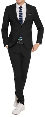 Produktbild von WhiteBros - Slim Fit - Herren Anzug in Schwarz oder Blau, Luigi A/Elio (142000), Farbe:Schwarz(99), Größe:46