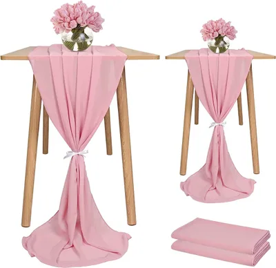 Produktbild von 2 Stück Chiffon Tischläufer, 70*300CM, romantischer Hochzeitsläufer,  transparent, Chiffon, Tischdecke, Schminktischläufer für Hochzeit, Geburtstag