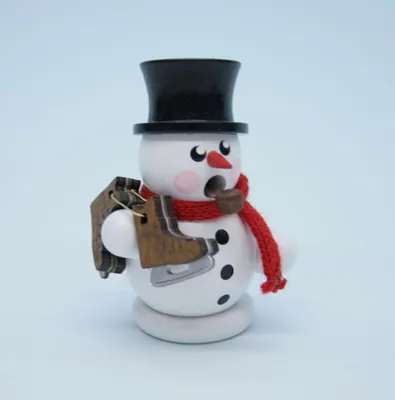 Produktbild von Räucherfigur Schneemann mit Schlittschuhe weiß Höhe 8cm NEU