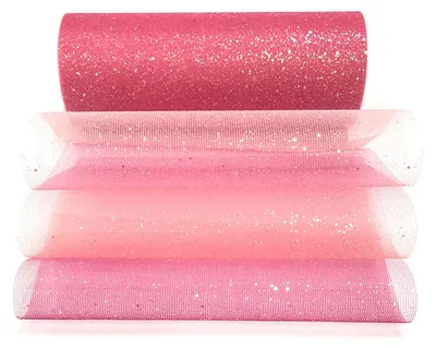 Tüllrolle mit Glitter, 15,2 cm x 10 m, rosa, Pailletten