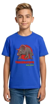 Produktbild von Spreadshirt Dinosaurier Triceratops Pflanzenfresser Teenager T-Shirt, 134/146 (9-11 Jahre), Royalblau