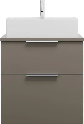 Produktbild von burgbad Eqio Keramik-Aufsatzwaschtisch quadratisch, mittig, inklusive Waschtischunterschrank, Breite 600mm, SGUP060F2010C0001G0146