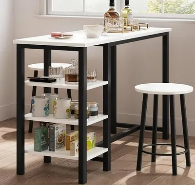 Imagen del producto de Conjunto de 3 piezas. Juego de comedor: mesa con sillas, conjunto de muebles de cocina, color , fabricado con tablero de MDF/aglomerado de alta calidad