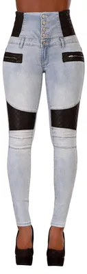 Obrázok produktu pre Glook Dámske úzke džínsy, vysoký pás, elastické | Úzke džínsy s vysokým pásom