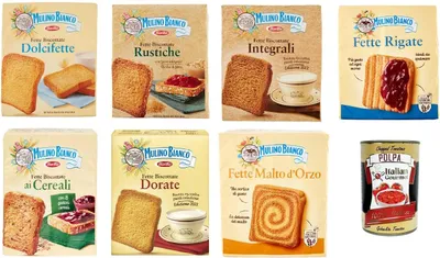 Produktbild von Testpaket Mulino Bianco Fette biscottate 7x 315g Zwieback Kekse + Italian Gourmet polpa 400g
