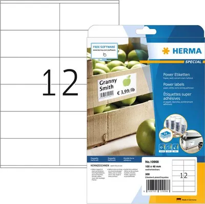 Produktbild von HERMA - Label Power 10908 105x48mm weiß 300 Stück