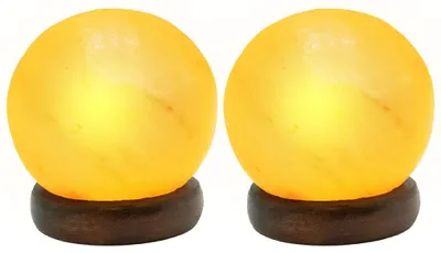 Produktbild von 2er Set LED Tischleuchte, Salzkristall, Holz, H 10,2 cm
