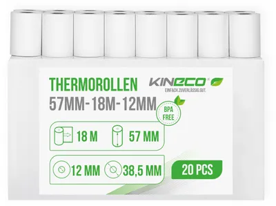 Produktbild von Kineco Ec-Cash Thermorollen 57mm x 18m x 12mm, (20 Rollen)