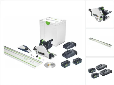 Produktbild von Festool TSC 55 5,2 KEBI-Plus/XL-FS Akku Tauchsäge 18 V / 36 V ( 2x 18 V ) 160 mm Brushless ( 577006 ) + 2x Akku 5,2 Ah + 2x Ladegerät + Führungsschiene + Systainer